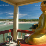 Buddha statue auf Lovers Island und der Strand, Ngwe Saung, Myanmar, Asien | Lovers Island Buddha image and the beach, Ngwesaung, Myanmar, Asia