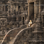 Muslimische Besucherin in der hinduistischen Tempelanlage Candi Prambanan, UNESCO Welterbe östlich von Yogyakarta, Insel Java, Indonesien, Asien | muslima visitor at the 9th-century Hindu temple compound Candi Prambanan in Central Java, Indonesia, Asia