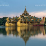 Karaweik Palace auf dem Kandawgyi See in Yangon oder Rangun, Myanmar , Asien | Karaweik Palace on Kandawgyi Lake in Yangon or Rangoon, Myanmar, Asia