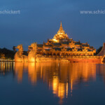 Karaweik Palace auf dem Kandawgyi See in Yangon oder Rangun, Myanmar , Asien | Karaweik Palace on Kandawgyi Lake in Yangon or Rangoon, Myanmar, Asia