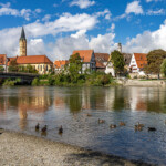 Donaustrand und Stadtansicht, Lauingen Donau, Bayern, Deutschland | Danube river beach and Cityscape Lauingen, Bavaria, Germany