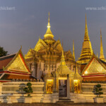 Phra Mondop Bibliothek des buddhistischen Tempel Wat Pho in der Abenddämmerung, Bangkok, Thailand, Asien | Phra Mondop Scripture Hall at the Buddhist temple complex Wat Pho at dusk, Bangkok, Thailand, Asia