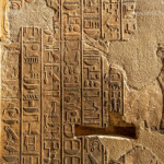 Hieroglyphen im Totentempel der Hatschepsut und des Mentuhotep II in Deir el-Bahari, Theben West bei Luxor, Ägypten, Afrika | Hieroglyphs at the Mortuary temple of Hatshepsut and Nebhepetre Mentuhotep in Deir el-Bahari or Dayr al-Bahri, Thebes near Luxor, Egypt, Africa